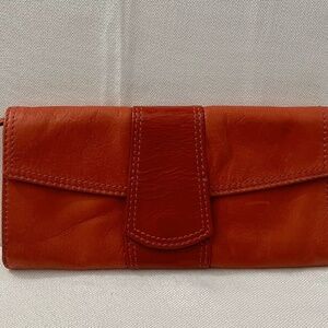 Gorgeous, Eye Catching RED Vintage Fossil Leather Wallet, EUC